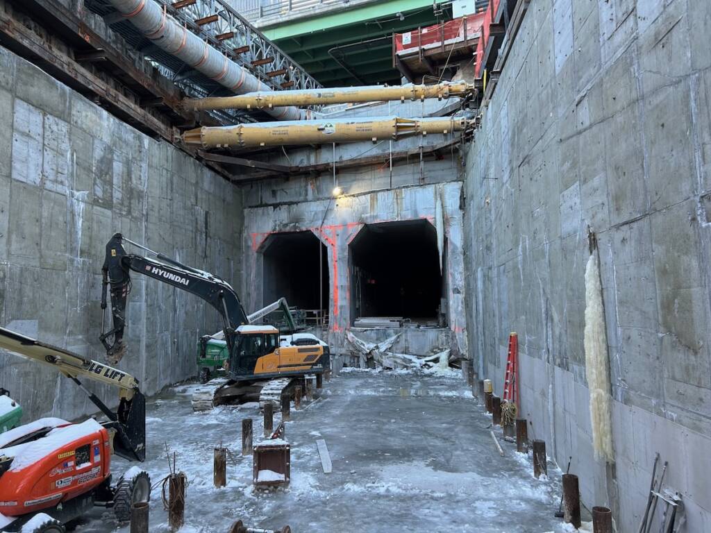 Tunnel portals in construction area
