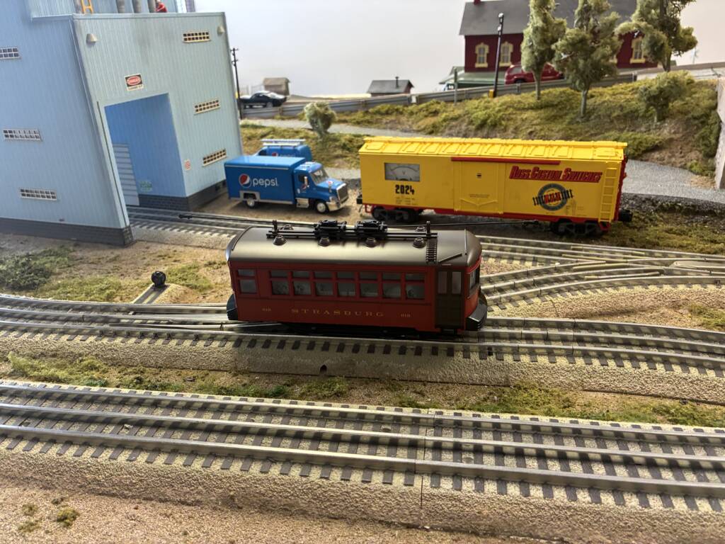 model trolley on layout