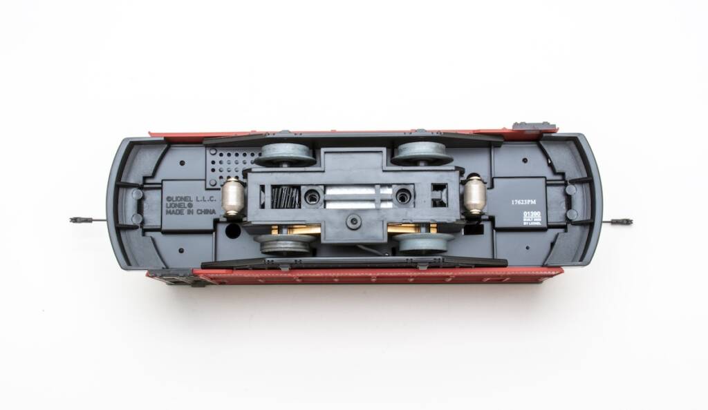 underside of model trolley