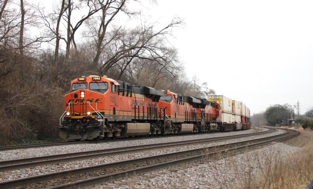 Container train on curve