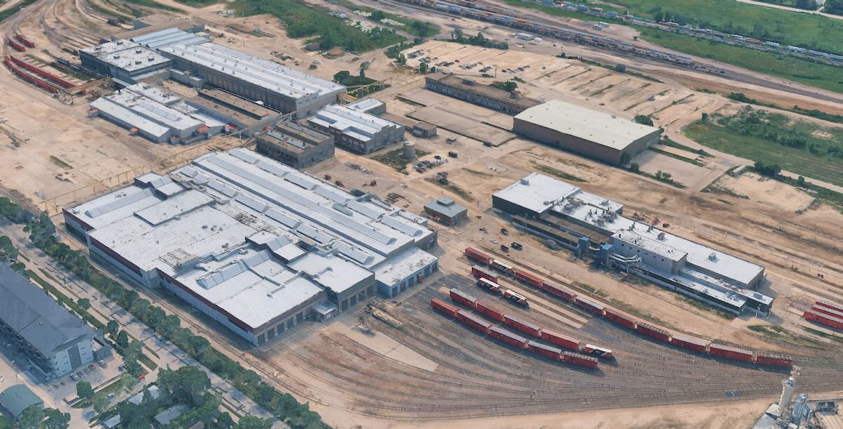 Aerial view of shop complex