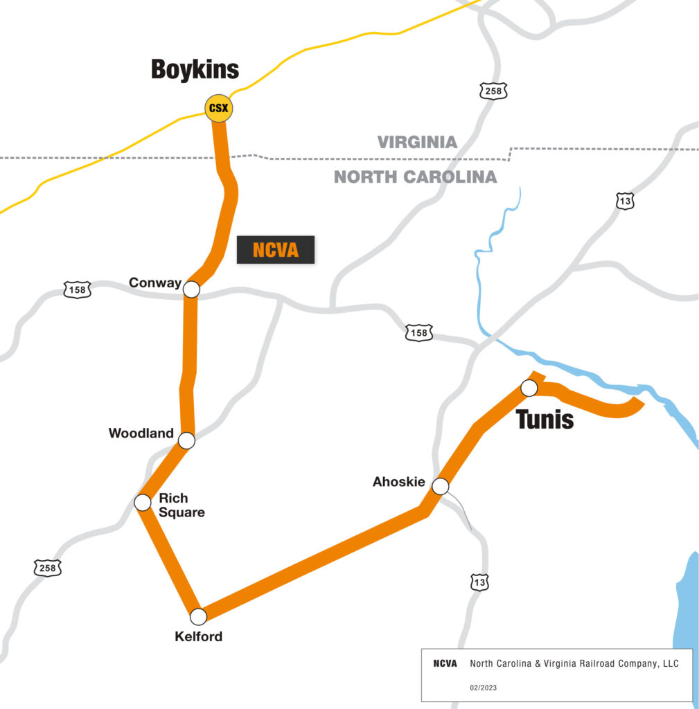Map of the North Carolina & Virginia Railroad