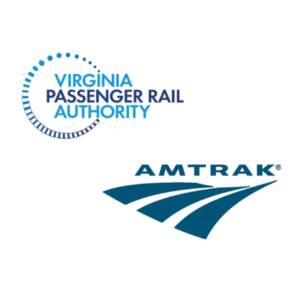 Logos of the Virginia Rail Passenger Authority and Amtrak
