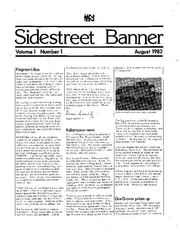 Sidestreet Banner, August 1982