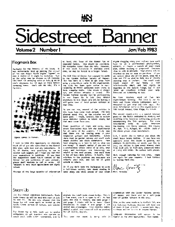 Sidestreet Banner, January/February 1983