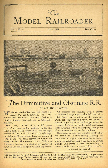 Model Railroader, April 1934